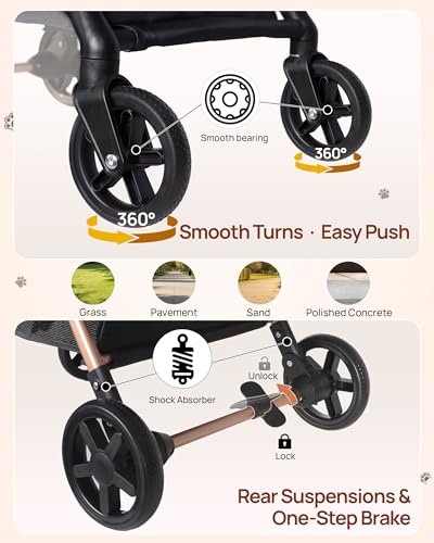 Foldable Dog Stroller for Small & Medium Dogs & Cats up to 33 lb