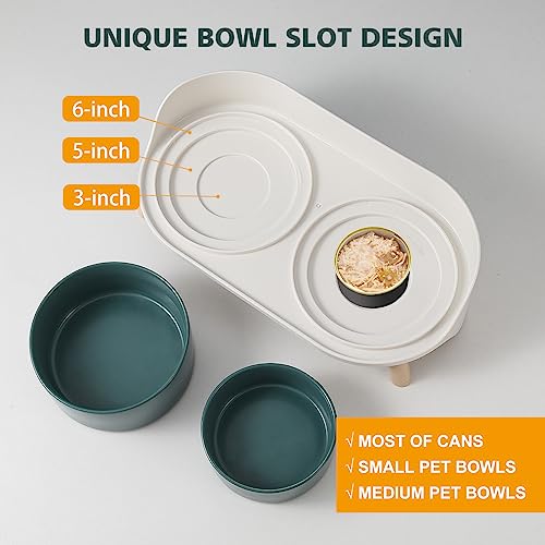 Elevated Ceramic Dog Bowl Set (Green / Medium)