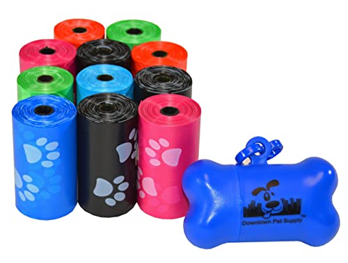 Poop Bags for Dogs with Dispenser (220 Count (Pack of 1) / Rainbow with Paw Prints)