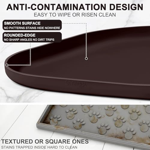 Waterproof Silicone Pet Food Mat with Raised Edge for Dog & Cat (Dark Brown / 12"L x 12"W)