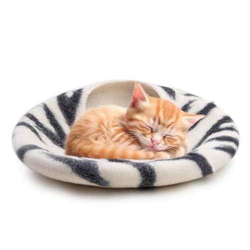 Luxurious Merino Wool Cat Cave (Zebra)