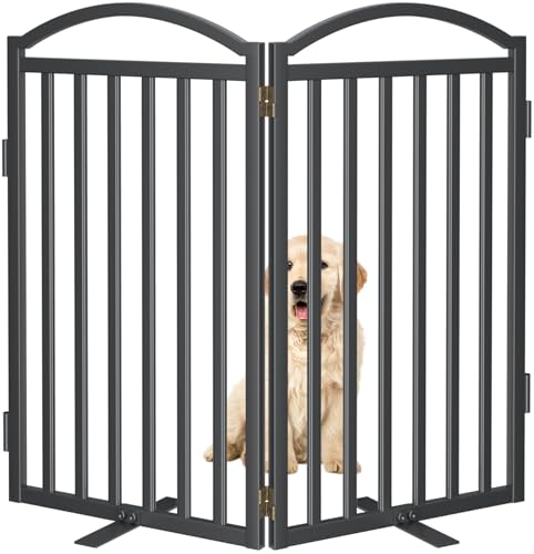 Metal Freestanding Dog Gates (Black / 40''W × 36''H)