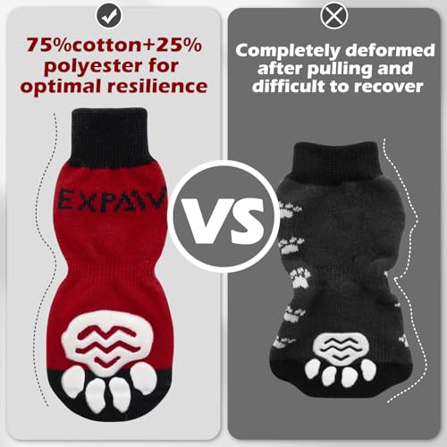 6PCS Anti Slip Dog Socks to Prevent Licking Paws (Large (6 Count) / Red)