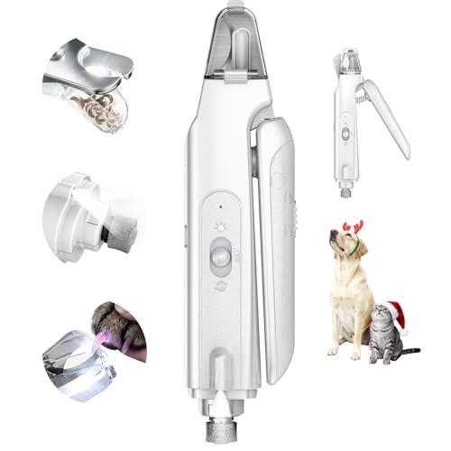 2-in-1 Cat & Dog Nail Clippers with Grinder and Dual LED Lights (White 2)