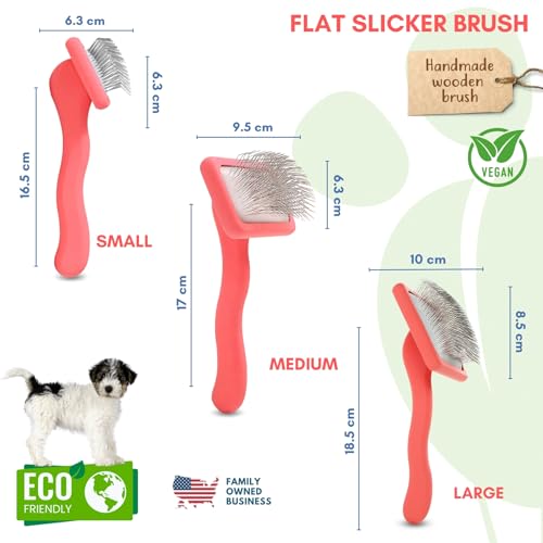 Slicker Brush for Dogs (Coral / Flat Small)