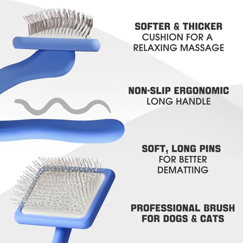 Dog Slicker Brush for Dogs Grooming Kit 5PCS Long Haired Doodles (Blue)