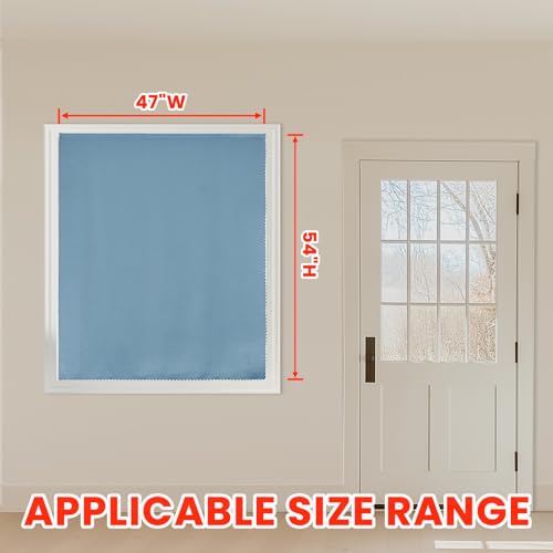 100% Blackout Stick Curtain Portable Black Out Curtains Adhesive Curtains for Bedroom Living Room No Drilling (Light Blue/ Thickened / 47"W x 54"L (Pack of 1))