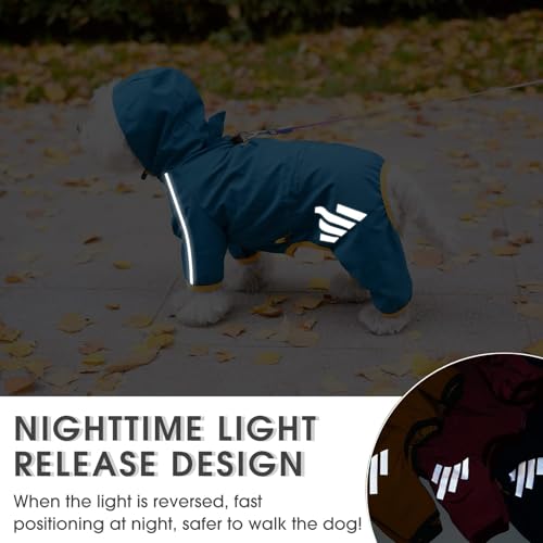 Dog Raincoat Waterproof Dog Rain Jacket with Hood (Bule / X-Small)