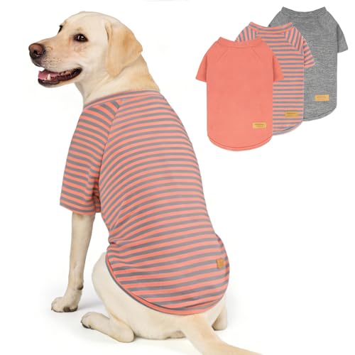 3Pack Dog Sweater with Sleeves Fleece Shirt for Large Dogs (3XL (75-100lbs) / 01# 3Pack(Orange+Grey+Stripe))