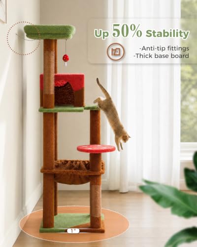 45.7" Mushroom Cat Tree with Metal Hammock (Brown / 45.7in)