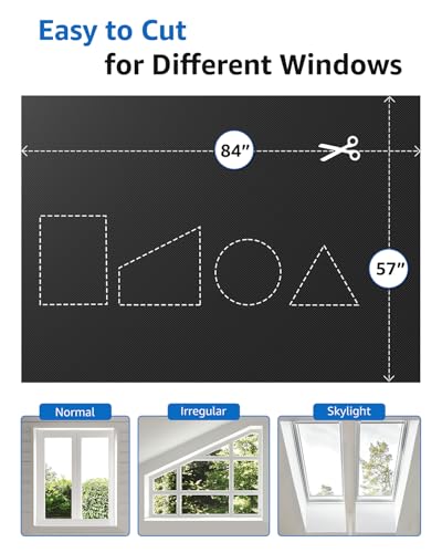 Blackout Curtains for Bedroom Portable 84"x60" Blackout Shades (Black / 60"W x 84"H)