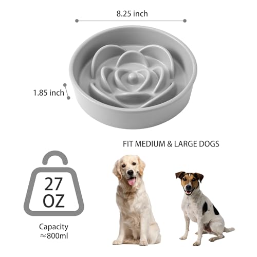 8.25'' Ceramic Slow Feeder Dog Bowls (8.25 inch / Grey)