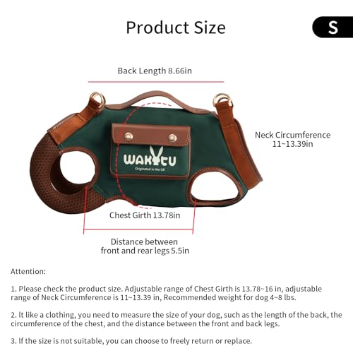 Dog Lift Harness Dog Carrier Sling for Small Dogs & Cats (Small(4-8 LBS) / 1.0 Green)