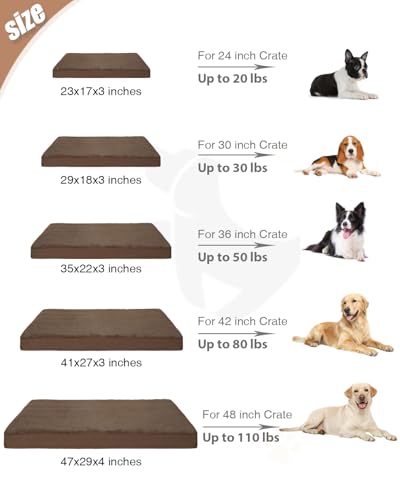 Orthopedic Dog Bed for Large Dogs with Waterproof Lining (Brown / 35.0"L x 22.0"W x 3.0"Th)
