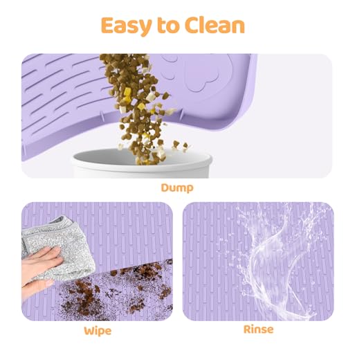 Dog Food Mat 50''x35'' Extra Large Dog Mat for Food and Water (50"L x 35"W / Purple)