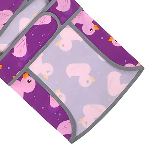 Clear Hooded Dog Raincoat Jacket Poncho with Dog Leash Hole Pr Duck L (Large / Ducks Purple)