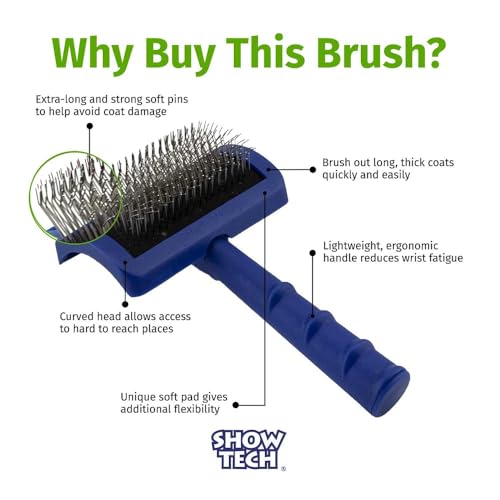 Tuffer Than Tangles Slicker Brush for Dog Grooming with Long (Medium Size Firm Pins)