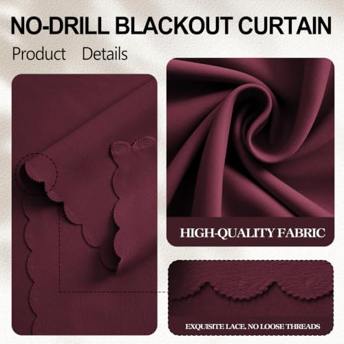 Self Adhesive Blackout Curtains (Burgundy / 59"W x 96"L (Pack of 1))