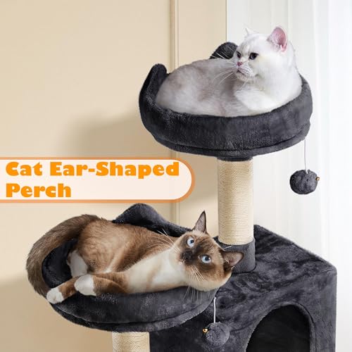 62.5inches Cat Tree Cat Tower Cat Condo with Platform & Hammock (62.5in / Black)