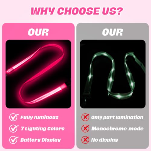 Light Up Dog Leash (Pink / 6FT)
