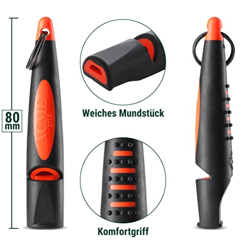Alpha 211.5 Professional Dog Training Whistle with Enhanced Ergonomic Grip. BPA (Black on Day Glow Orange)