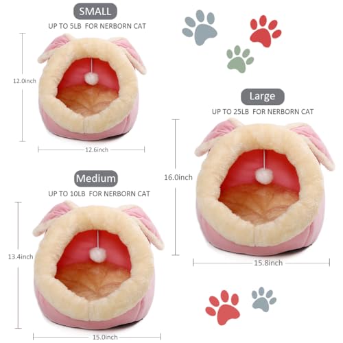 Cat Beds for Indoor Cats (Rabbite Pink / M)