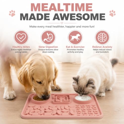 Silicone Dog Slow Feeder Lick Mat with Suction Cups (nude pink)