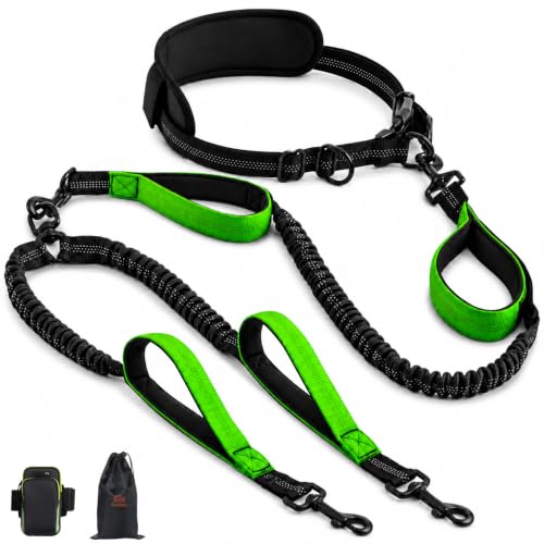 Hands Free Double Dog Leash (Black Green)