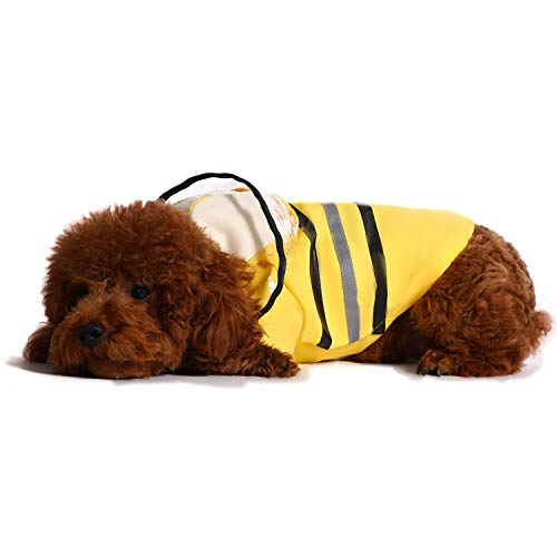 Reflective Dog Raincoat Dog Rain Jacket with Hood Lightweight Waterproof Rain Coat for Puppies (Medium / Yellow)