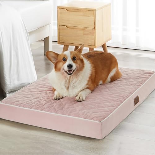 Orthopedic Waterproof Dog Bed Medium for Comfy Sleeping (Pink / 30"L x 20"W x 3"Th)