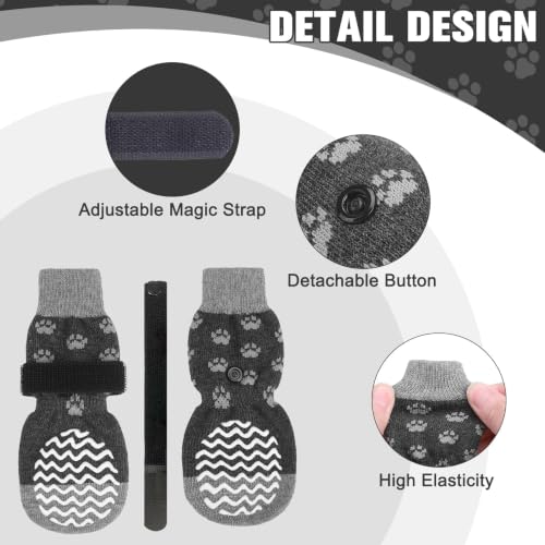 Anti Slip Dog Socks to Prevent Licking Paws for Hot Pavement (Grey / Small)
