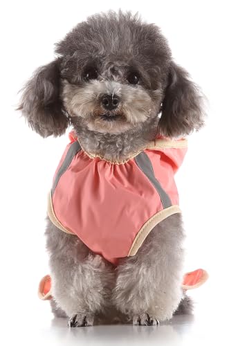 Dog Raincoat Hooded Reflective Waterproof Slicker Poncho (Pink / 3XL(33-38 pound))