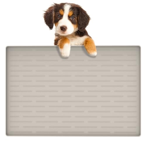 24"x16" Large Dog Food Mat (Beige / 24"L x 16"W)