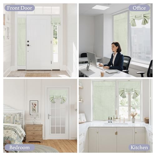 Natural Linen Textured French Door Window Curtains 100% Blackout (Light Sage / 30"W x 69"L (Pack of 1))