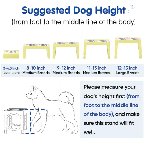 Elevated Dog Bowls Large Breed Raised Dogs Bowl Stand Large (F-Yellow)
