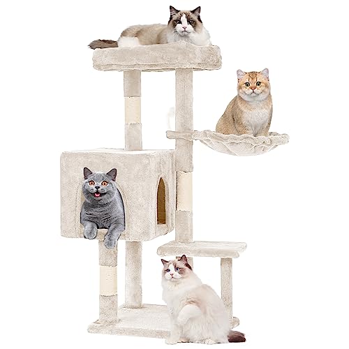 37.8 inch Cat Tree Cat Tower for Indoor Cats with Scratching Posts (Beige)