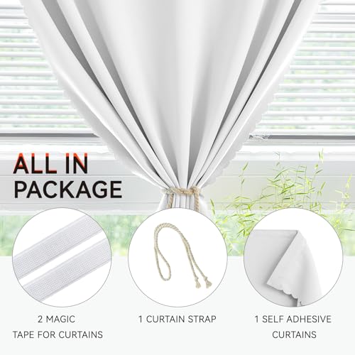 Self Adhesive Curtains for Windows (White / 59"W x 71"L (Pack of 1))