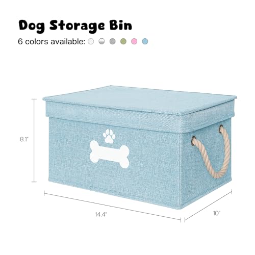 Dog Toy Basket with Lid (Blue / Medium)