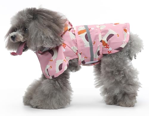 Dog Raincoat Hooded Reflective Waterproof Slicker Poncho (Dog / 3XL(33-38 pound))