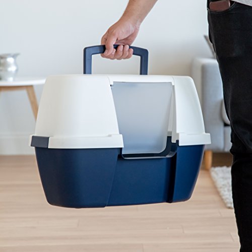 Large Corner Cat Litter Box (Corner Enclosed / Navy)