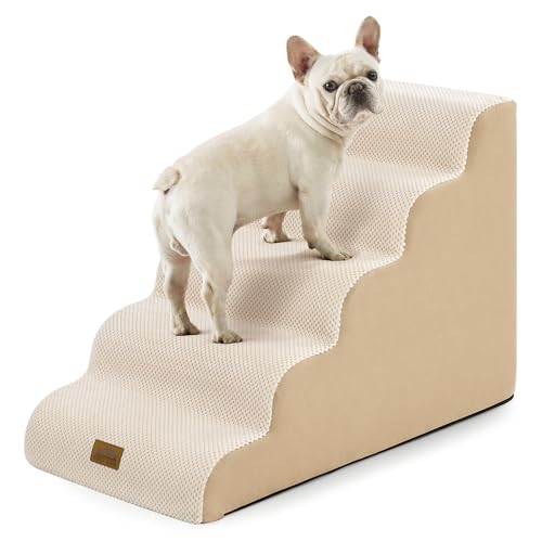 Wide Dog Stair for Small Dog 22.6" H (Beige / Wide:17.7"x33"x22.6")
