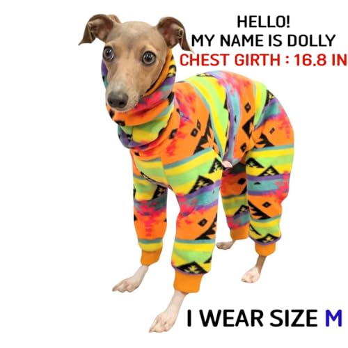 D Doggy Star Italian Greyhound Sweater Turtleneck Outfit Nordic Fleece Onesie Clothes Whippet for Dog Coat (XL / Orange Nordic)