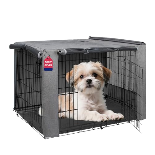 24 Inch Dog Crate Cover with Mesh (24.0"L x 18.0"W x 20.0"H / Grey)