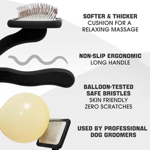 Dog Slicker Brush for Dogs Grooming Kit 5PCS Long Haired Doodles (Black)
