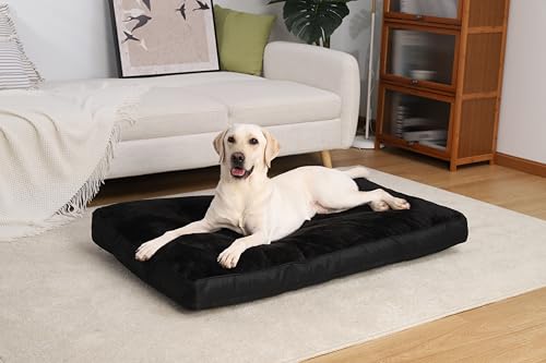 Waterproof XL Dog Bed for Crate with Washable Cover (41.0"L x 27.0"W x 3.0"Th / Black)