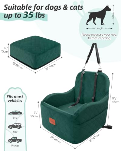 Dog Booster Car Seat for Small (Green / Medium)