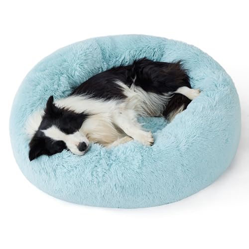 Calming Dog Beds Large Sized Dog Donut Washable Pet Bed (36"L x 36"W x 10"Th / Aqua Blue)