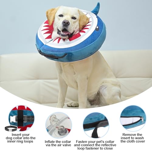 Dog Cone Collar Alternative After Surgery (Shark Donut / S(Neck:11"-13"))