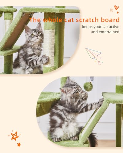 Cat Tree 38.5In Cat Tower for Indoor Cats (Green / 38.5 Inches)