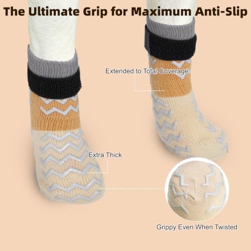 Dog Socks Shoes for Hot Pavement to Prevent Licking Paws (Beige / Large (Paw Width: 3"))